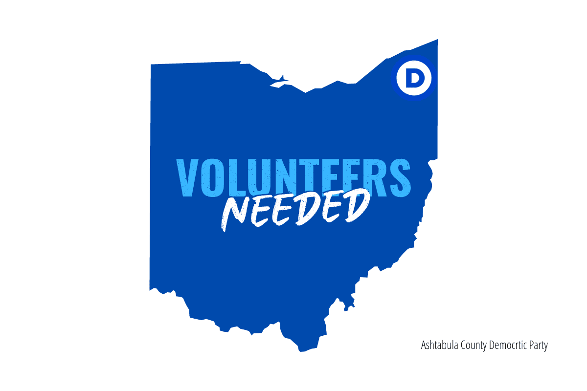 Image of state of ohio with the words volunteers needed
